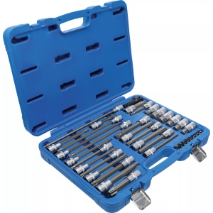 Set cu biti Imbus, Torx, Torx PlusTS, Ribe si Spline (XZN), antrenare cu tubulara 1/4" + 1/2", 38 piese, BGS 5184 - Img 3