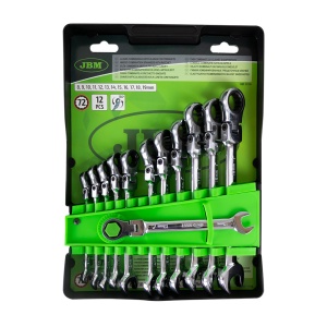 Set de 12 chei combinate cu clichet si cap rotativ, JBM 51318 - Img 1
