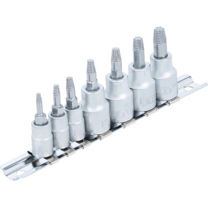 Set extractoare şuruburi, 6,3 mm (1/4") / 10 mm (3/8"), pentru profil T defect (pentru Torx), T10 - T40, 7 piese, BGS 7098 - Img 2