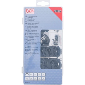 Set inele de siguranţa Tip E, dimensiuni 1,5 - 22 mm, 300 piese, BGS 8039 - Img 3