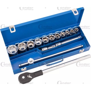 Set tubulare 19-50 mm, profil hexagon, antrenare 3/4 ", 15 piese, Condor 1015 - Img 2