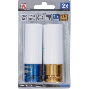 Set tubulare de impact 17 - 19 mm cu protectie pentru jante din aliaj, antrenare 1/2", 2 piese , BGS 90107 - Img 4