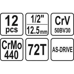Trusa chei tubulare, antrenare 1/2", 12 piese, Yato YT-38671 - Img 3
