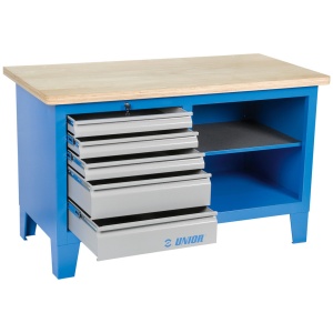 Banc de lucru cu 5 sertare 1500x750x925 mm, Unior 612328