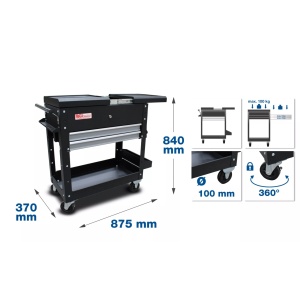 Banc de lucru cu spatiu de depozitare lateral cu blat extensibil, dimensiuni 875 x 370 x 840mm, BGS 4105 - Img 2