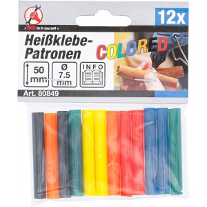 Batoane adeziv la cald | colorat | Ø 7,5 mm, 50 mm | 12 piese, BGS DIY 80849 - Img 3