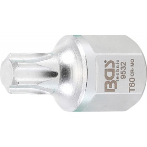 Bit Torx T60 pentru slabit curele de accesorii poly-v VAG 6 cylinder TDI common rail, antrenare 1/2" / Hexagon exterior 22 mm, BGS 9532