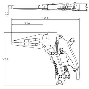 Cleşte autoblocant cu falci lungi tip pistol, lungime 170 mm, BGS 7312 - Img 5