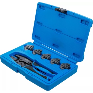 Cleste de sertizat papuci, pini, terminale si conectori pentru cabluri electrice + 5 perechi de bacuri pentru aplicatii diferite, BGS 1410 - Img 2