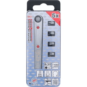 Clichet special pentru biti, ultra subţire, Antrenare 6 colturi 6,3 mm (1/4") | incl. 4 biţi speciali, BGS 115 - Img 4