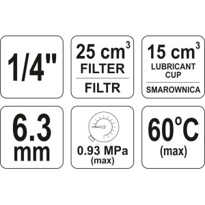 Filtru cu reductor 25cm³ inclusiv rezervor ulei 15cm³, Yato YT-2384 - Img 2