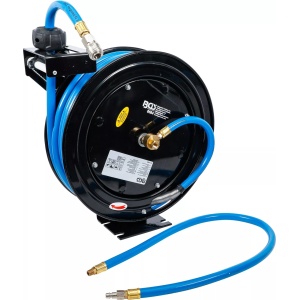 Furtun de aer pentru scule pneumatice pe rola retractabil, diametru interior 9.5mm, presiune maxima de lucru 20 bari, BGS 8584