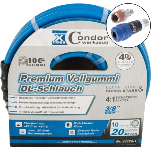 Furtun DL ø10mmx20m, cauciuc solid de calitate superioară, cuplare în 2 trepte, Condor 44120-3