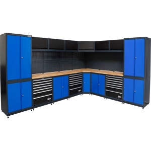 Mobilier de perete pentru atelier cu blat din lemn, 8 module, BGS 80160 - Img 1