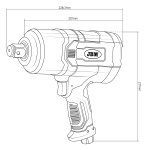 Pistol de impact, cuplu maxim de desfacere 2300Nm, antrenare 3/4", JBM 54859 - Img 7