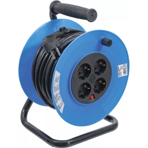 Rola prelungitor cablu electric 25 m, sectiune 3x1,5 mm², 4 prize, IP 20, 3000 W, BGS 3361 - Img 1