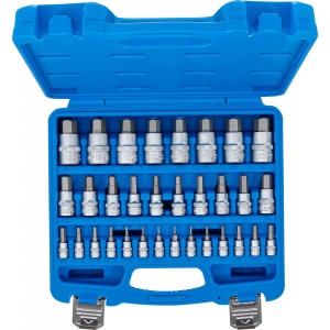Set biţi 6,3 mm (1/4") / 10 mm (3/8") / 12,5 mm (1/2") hexagon interior 2 - 19 mm / 1/4 - 9/16" marimi metric şi ţoli 32 piese, BGS 74258 - Img 4