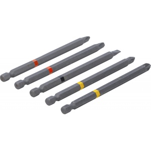 Set biţi, Antrenare hexagon exterior 6,3 mm (1/4"), Cap cruce PH, Cap cruce PZ, lamă dreaptă, Lungime 110 mm, 5 piese, BGS DIY 4832 - Img 3