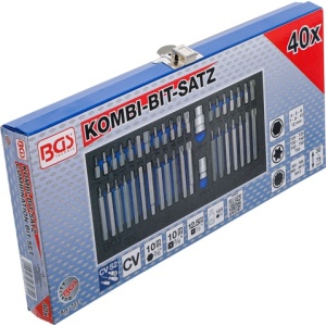 Set biti combinati, Imbus, Torx, Spline(XZN), antrenare 3/8" + 1/2", 40 piese, BGS 7071 - Img 5