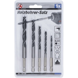 Set burghie pentru lemn, 4 - 10 mm, hexagon, 5 piese, BGS DIY 50799 - Img 3