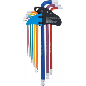 Set chei Imbus tip L cu cap sferic, extra lungi, multicolor 1,5 - 10 mm, 9 piese - Img 3