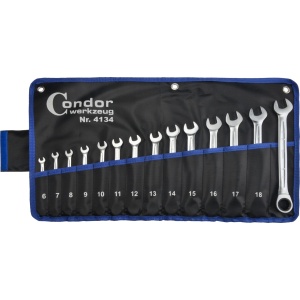 Set chei inelare cu clichet / chei cu cap deschis, 14 bucati, 6-19 mm, Condor 4134
