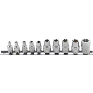 Set chei tubulare Profil E | 6,3 mm (1/4") / 10 mm (3/8") | E4 - E16 | 10 piese, BGS DIY 9548 - Img 2