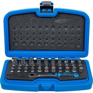 Set de biti combinati Imbus, Spline (XZN), Ribe + tubulare si clichet cu antrenare profil 12mm, 44 piese, BGS 9366