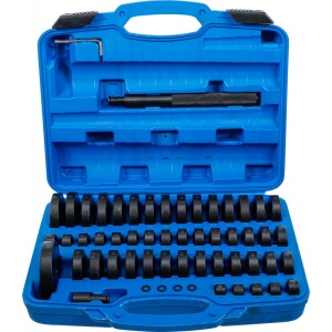 Set flanse pentru inlocuit rulmenti si simeringuri, dimensiuni 18-65 mm + 74mm x Ø 12 mm, 52 piese, BGS 8467 - Img 1