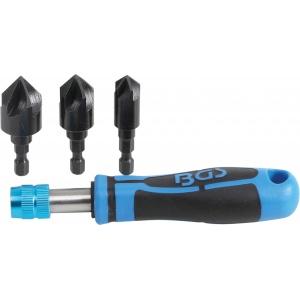 Set freze conice cu maner pentru zencuit cu diametre 12, 16 si 19mm, BGS 8369
