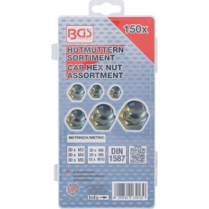 Set piulite cu cap bombat nichelate M3-M10mm, 150 piese, BGS 14130 - Img 3