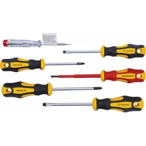Set şurubelniţe electrician VDE, lamă dreaptă / cap cruce, 6 piese, BGS DIY 35816 - Img 1