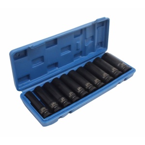 Set tubulare de impact adanci, profil hexagon 10-24 mm, act. 1/2 ",10 buc, Satra S-90165