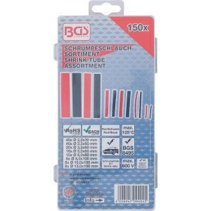 Set varnis termoretractant cu diametre diferite | Rosu / Negru | 150 piese, BGS 9404 - Img 2