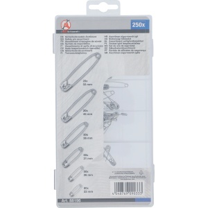 Sortiment ace de siguranță 22 - 55 mm, 6 dimensiuni, 250 piese, BGS 88196 - Img 3