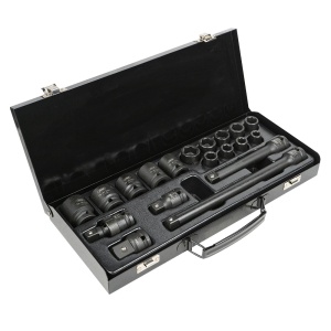 Trusa cu tubulare de impact, antrenare 1/2" profil hexagon cu 14 tubulare + adaptoare, 19 piese, JBM 52345 - Img 2