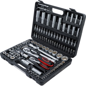 Trusa scule cu clicketi, biti si tubulare, antrenare 6,3 mm (1/4") / 12,5 mm (1/2"), 108 piese, BGS DIY 2287 - Img 3