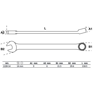 Cheie combinata extra lunga, 14 mm, BGS 1228-14 - Img 2