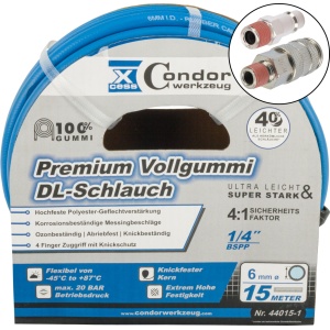 Furtun DL ø6mmx15m, cauciuc solid de calitate superioară, cuplare rapidă, Condor 44015-2