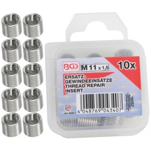 Insertii Helicoil pentru reparatii filete M11x1.5, 10 piese, BGS 9436-1