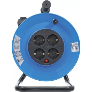 Rola prelungitor cablu electric 25 m, sectiune 3x1,5 mm², 4 prize, IP 20, 3000 W, BGS 3361 - Img 2