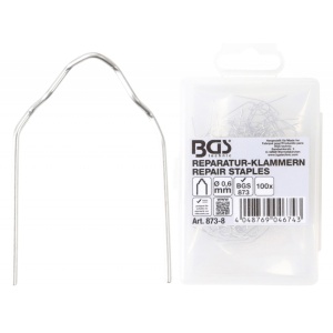Set agrafe pentru reparatii piese din plastic Tip V, grosime fir Ø 0.6 mm, 100 piese, BGS 873-8