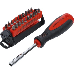 Set biti combinati cu antrenare 6.3 mm (1/4"), surubelnita portbit cu maner ergonomic, 31 piese, BGS DIY 35831 - Img 1
