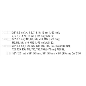 Set biti combinati lungi si scurti (hex, spline, torx), 40 piese, Yato YT-0400 - Img 3