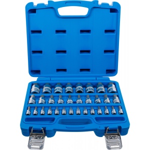 Set biţi Imbus 2 - 19 mm + 1/4 - 9/16" marimi metric şi ţoli, antrenare 1/4", 3/8", 1/2", 32 piese, BGS 74258