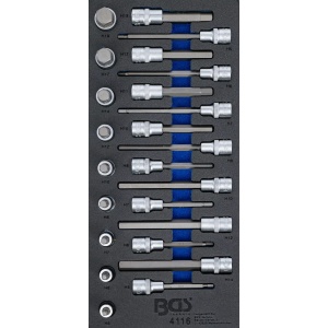 Set biţi profil Imbus H5-H19 | suport organizator 44929 pentru dulap de scule | 24 piese, BGS 4116 - Img 1