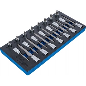 Set biţi profil Spline (XZN) M5-M16 | suport organizator 44929 pentru dulap de scule | 22 piese, BGS 4118 - Img 2