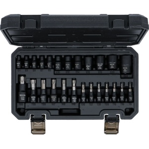 Set biţi si tubulare, act. 6,3 mm (1/4"), 10 mm (3/8"), 12,5 mm (1/2"), Profil E si Profil T (pentru Torx),25 piese, BGS 20124 - Img 4