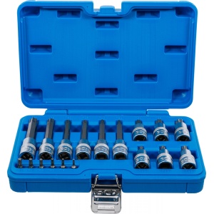 Set biti Torx cu tubulara T10 - T60, antrenare 6,3 mm (1/4") + 12,5 mm (1/2"),18 piese, BGS 5173