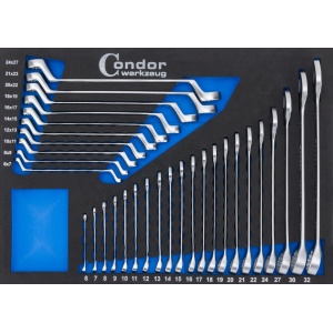Set chei combinate si inelare cu cot 6-32 mm cu inserție din spumă. 2135-21T + 2140-10T , dimensiune 3/3, 31 piese, Condor 7303